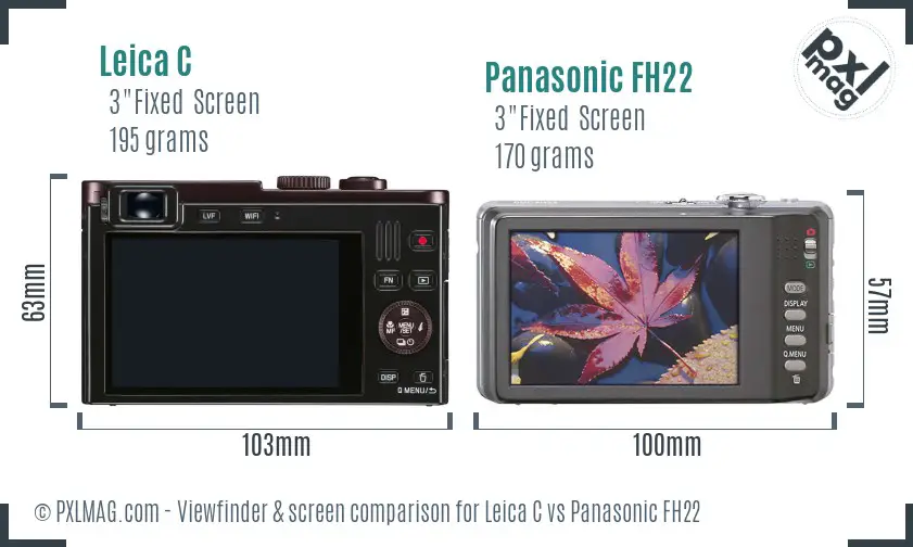 Leica C vs Panasonic FH22 Screen and Viewfinder comparison Leica C vs Panasonic FH22 Screen and Viewfinder comparison