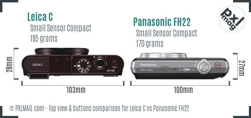 Leica C vs Panasonic FH22 top view buttons comparison Leica C vs Panasonic FH22 top view buttons comparison
