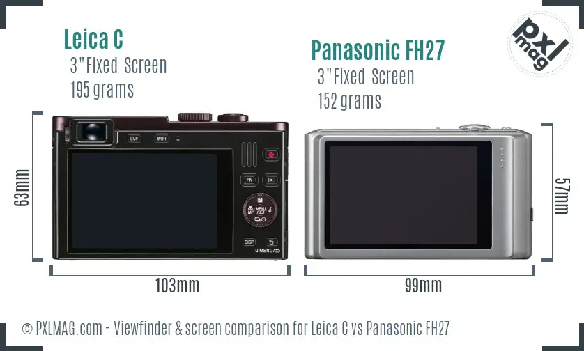 Leica C vs Panasonic FH27 Screen and Viewfinder comparison
