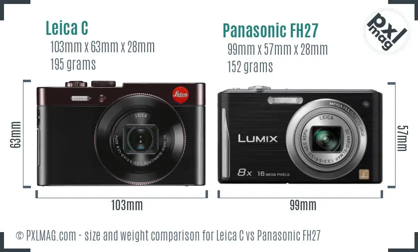 Leica C vs Panasonic FH27 size comparison