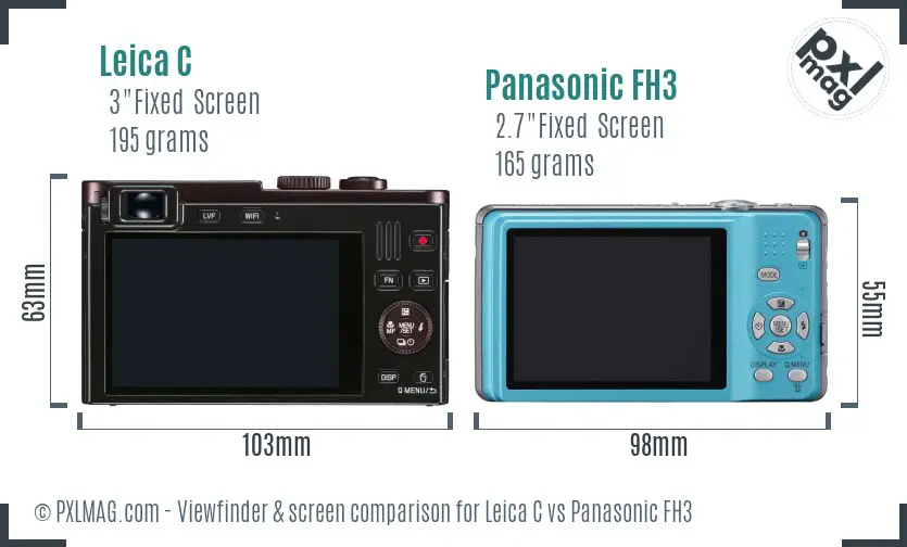 Leica C vs Panasonic FH3 Screen and Viewfinder comparison
