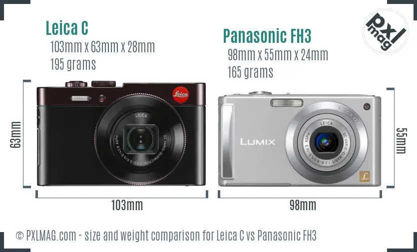 Leica C vs Panasonic FH3 size comparison
