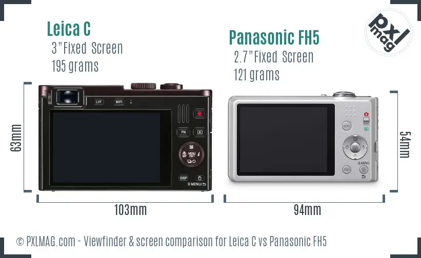 Leica C vs Panasonic FH5 Screen and Viewfinder comparison Leica C vs Panasonic FH5 Screen and Viewfinder comparison