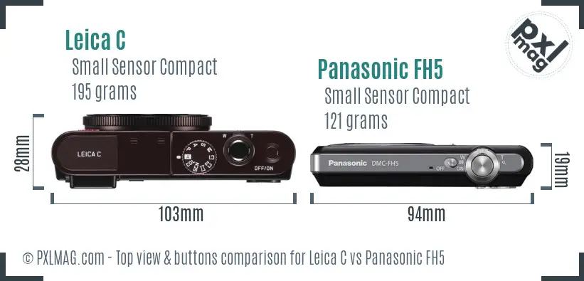 Leica C vs Panasonic FH5 top view buttons comparison Leica C vs Panasonic FH5 top view buttons comparison