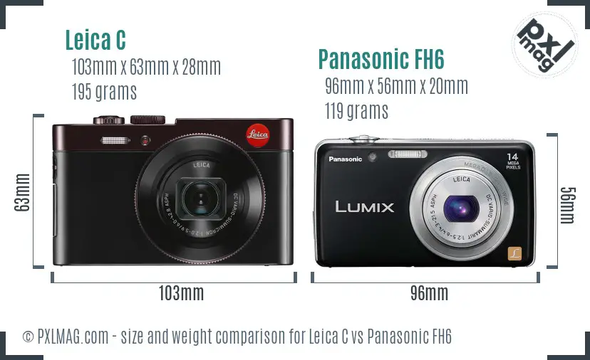Leica C vs Panasonic FH6 size comparison