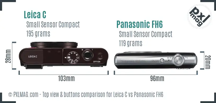 Leica C vs Panasonic FH6 top view buttons comparison