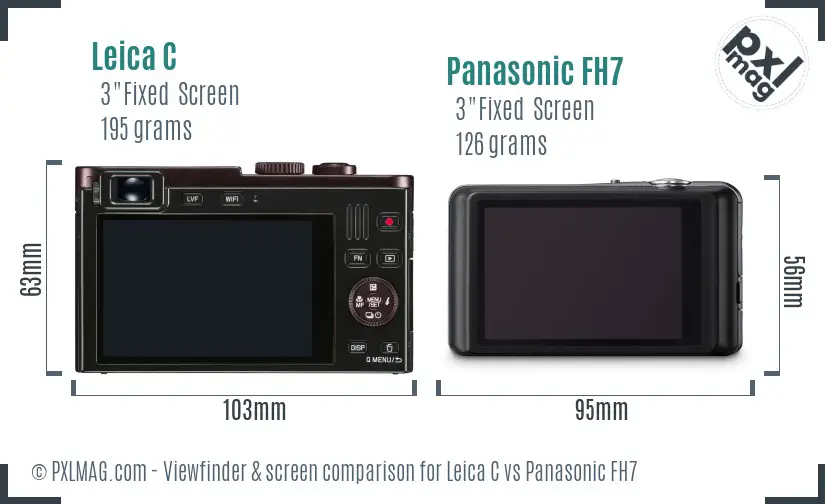 Leica C vs Panasonic FH7 Screen and Viewfinder comparison