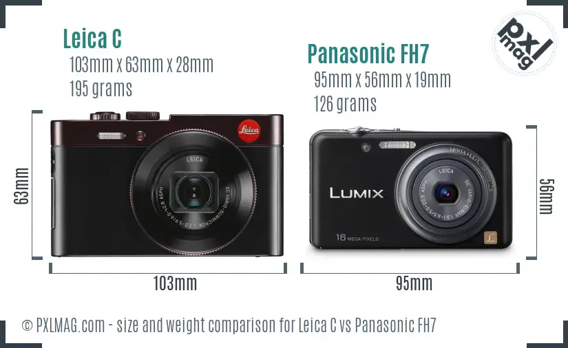 Leica C vs Panasonic FH7 size comparison