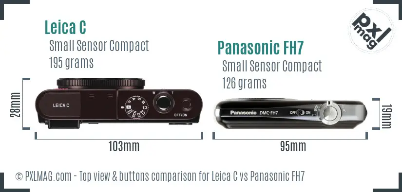 Leica C vs Panasonic FH7 top view buttons comparison