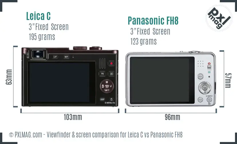 Leica C vs Panasonic FH8 Screen and Viewfinder comparison