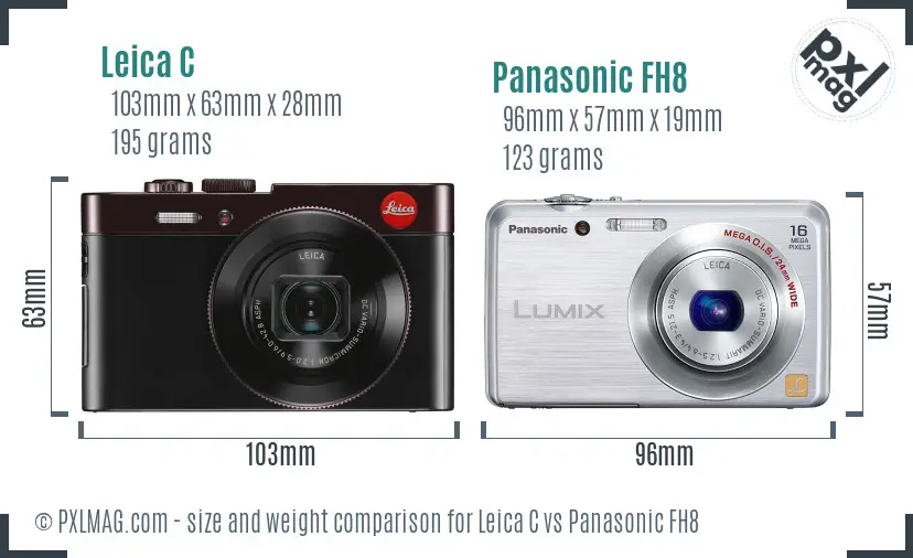 Leica C vs Panasonic FH8 size comparison