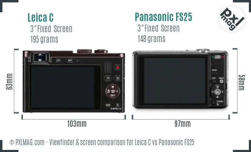 Leica C vs Panasonic FS25 Screen and Viewfinder comparison