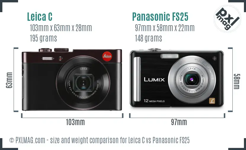 Leica C vs Panasonic FS25 size comparison