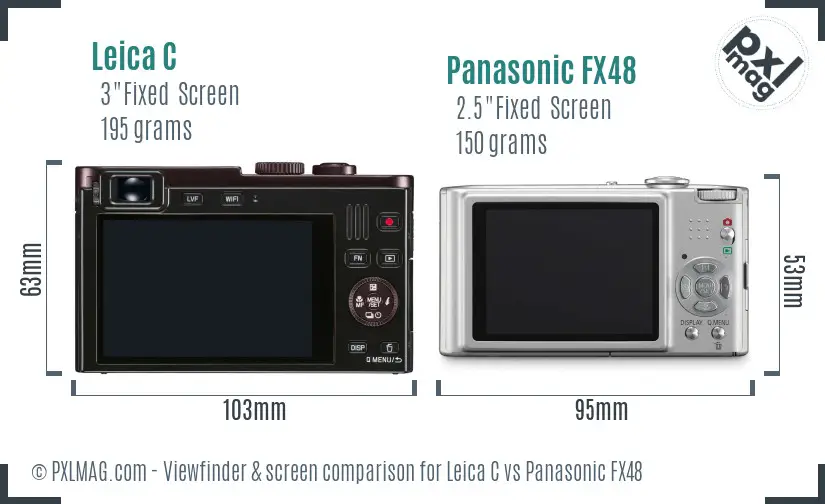 Leica C vs Panasonic FX48 Screen and Viewfinder comparison