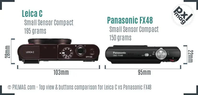 Leica C vs Panasonic FX48 top view buttons comparison