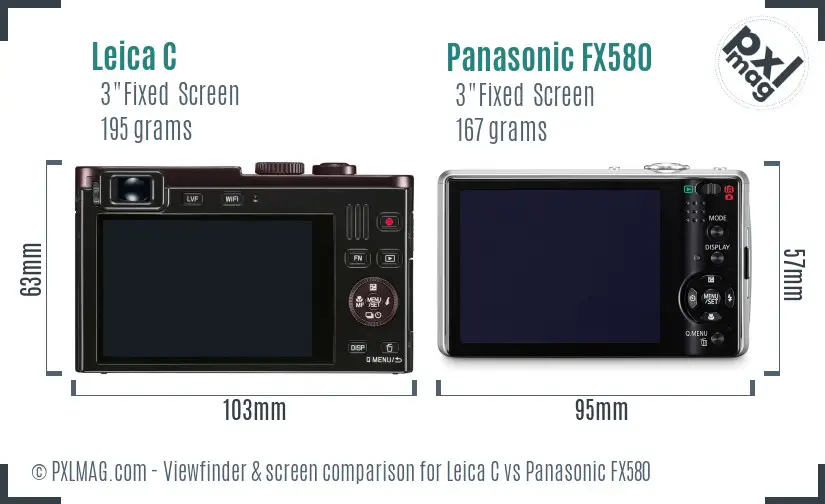 Leica C vs Panasonic FX580 Screen and Viewfinder comparison