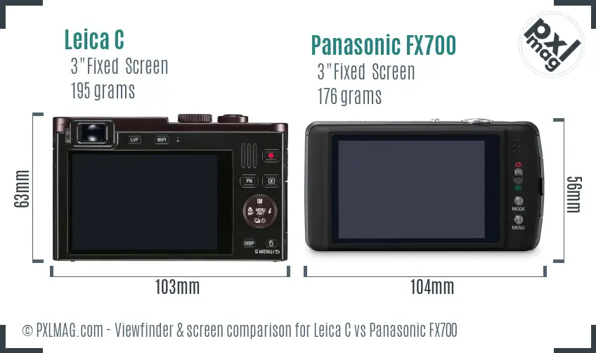 Leica C vs Panasonic FX700 Screen and Viewfinder comparison