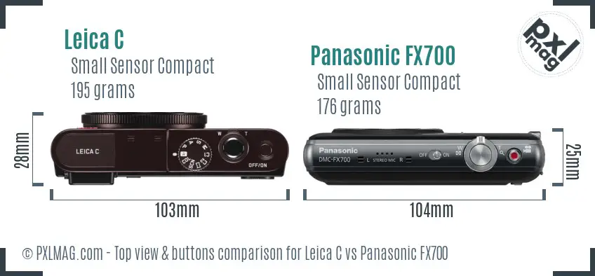 Leica C vs Panasonic FX700 top view buttons comparison