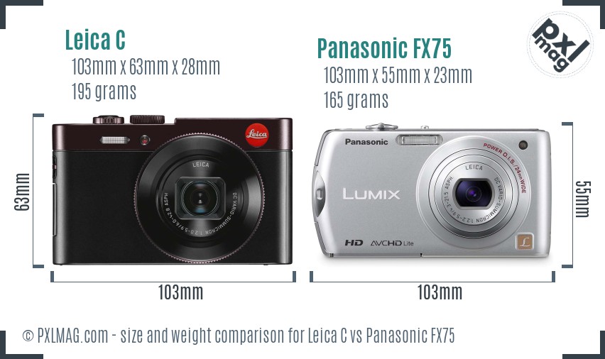 Leica C vs Panasonic FX75 size comparison