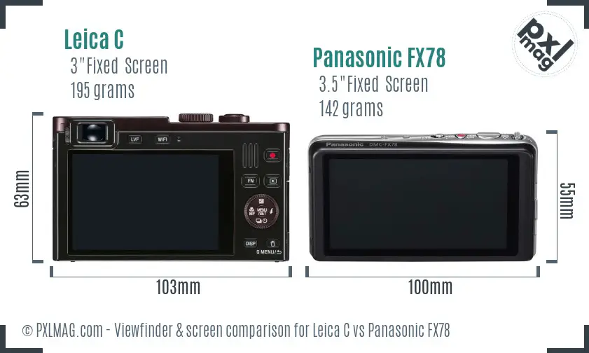 Leica C vs Panasonic FX78 Screen and Viewfinder comparison