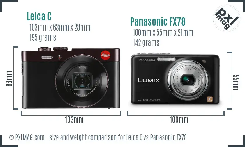 Leica C vs Panasonic FX78 size comparison