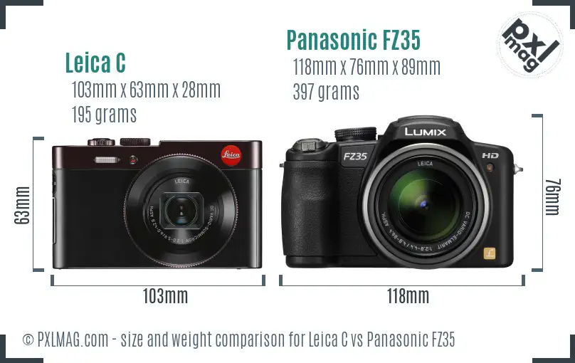 Leica C vs Panasonic FZ35 size comparison