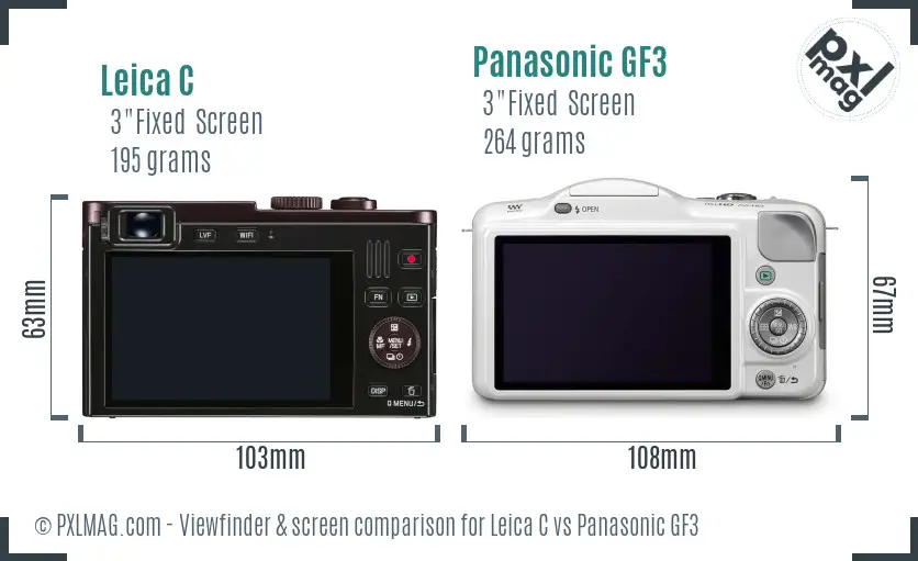 Leica C vs Panasonic GF3 Screen and Viewfinder comparison