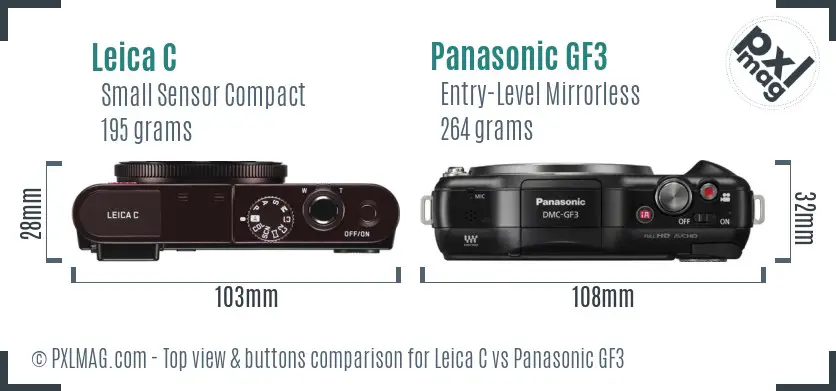 Leica C vs Panasonic GF3 top view buttons comparison