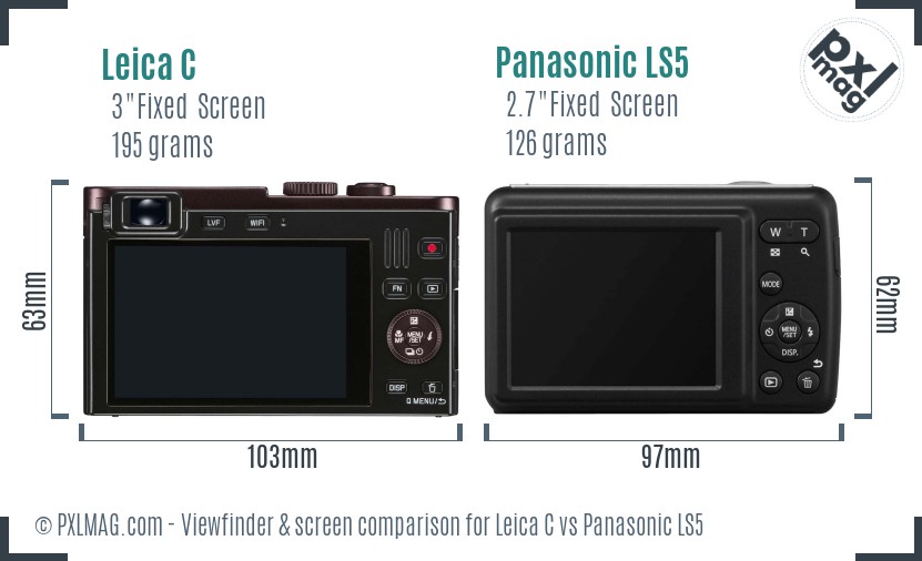 Leica C vs Panasonic LS5 Screen and Viewfinder comparison