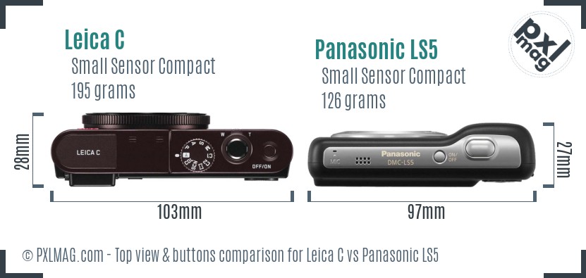 Leica C vs Panasonic LS5 top view buttons comparison