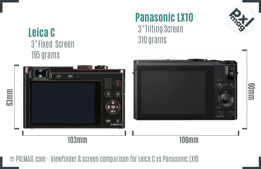 Leica C vs Panasonic LX10 Screen and Viewfinder comparison