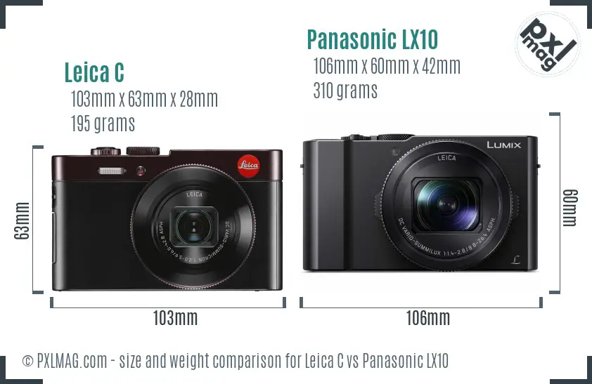 Leica C vs Panasonic LX10 size comparison