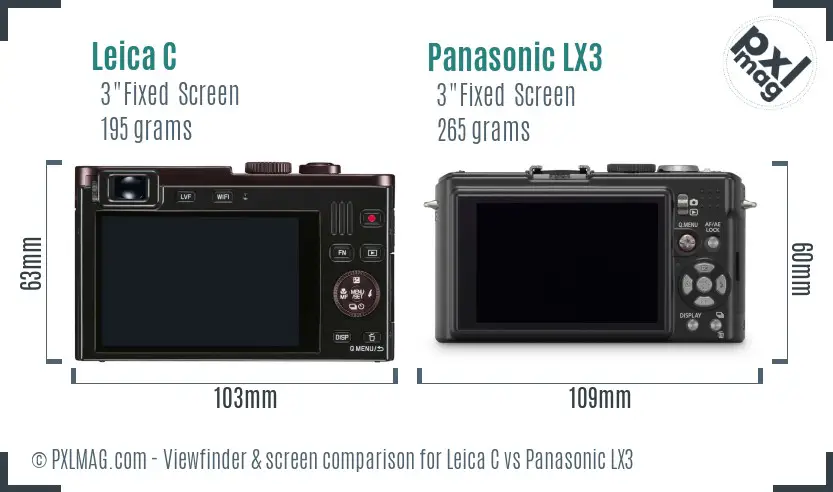 Leica C vs Panasonic LX3 Screen and Viewfinder comparison