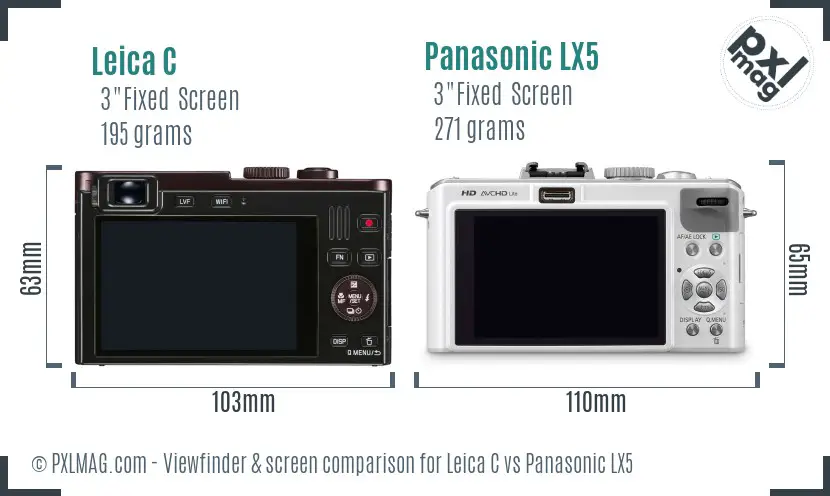 Leica C vs Panasonic LX5 Screen and Viewfinder comparison Leica C vs Panasonic LX5 Screen and Viewfinder comparison