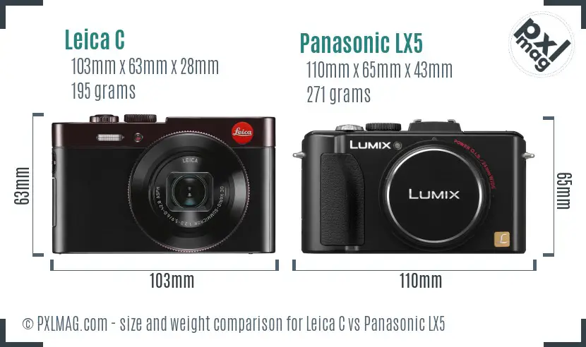 Leica C vs Panasonic LX5 size comparison Leica C vs Panasonic LX5 size comparison