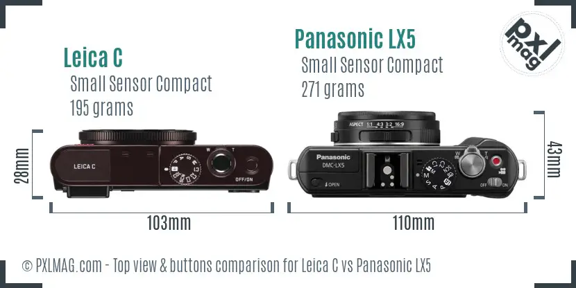 Leica C vs Panasonic LX5 top view buttons comparison Leica C vs Panasonic LX5 top view buttons comparison