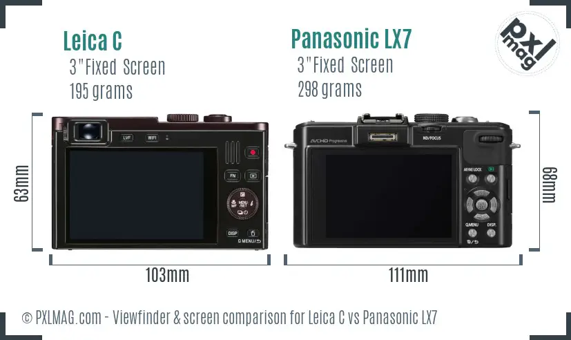 Leica C vs Panasonic LX7 Screen and Viewfinder comparison