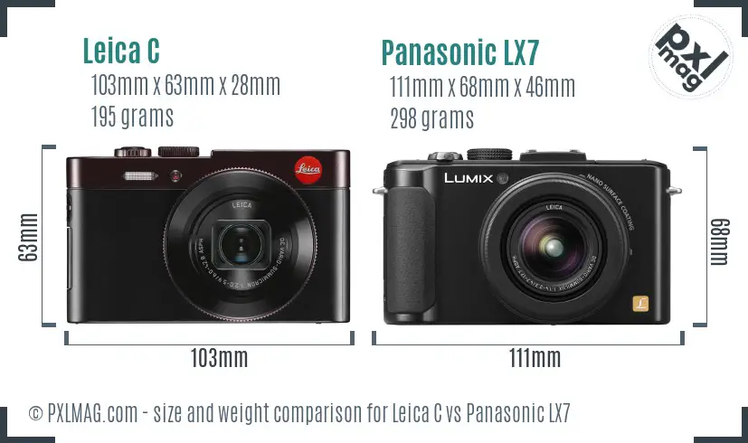 Leica C vs Panasonic LX7 size comparison