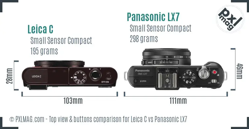 Leica C vs Panasonic LX7 top view buttons comparison