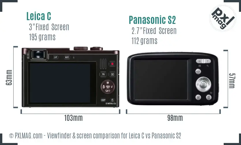 Leica C vs Panasonic S2 Screen and Viewfinder comparison