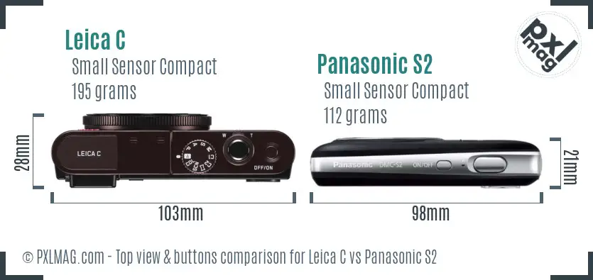 Leica C vs Panasonic S2 top view buttons comparison