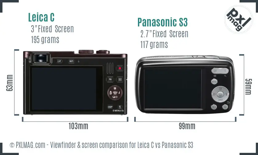 Leica C vs Panasonic S3 Screen and Viewfinder comparison