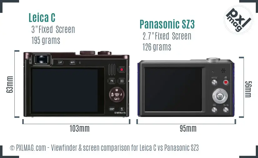 Leica C vs Panasonic SZ3 Screen and Viewfinder comparison Leica C vs Panasonic SZ3 Screen and Viewfinder comparison