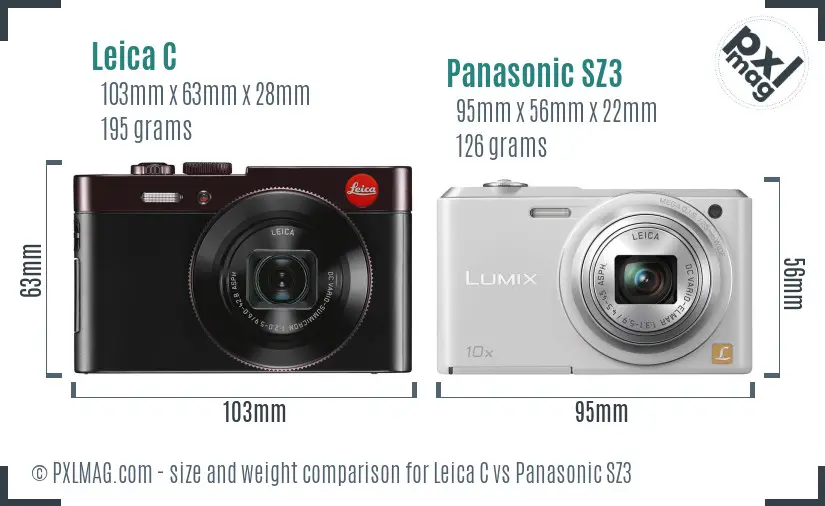 Leica C vs Panasonic SZ3 size comparison Leica C vs Panasonic SZ3 size comparison