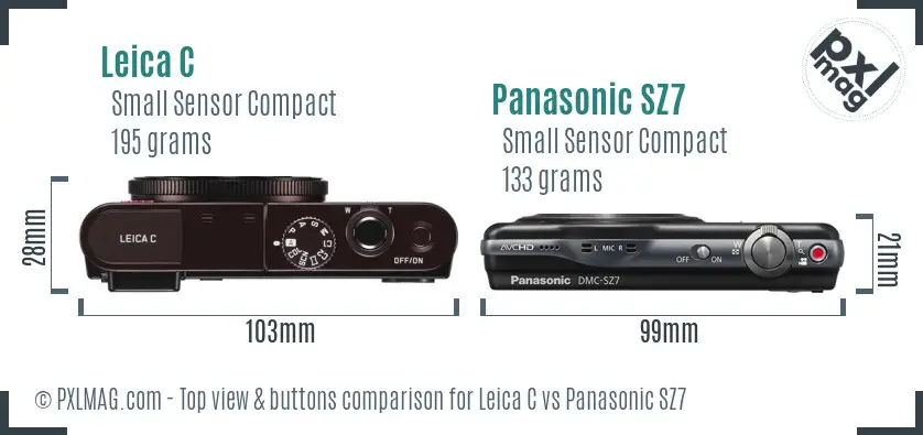Leica C vs Panasonic SZ7 top view buttons comparison