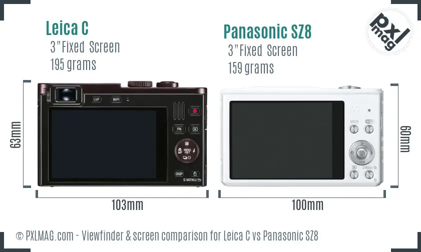 Leica C vs Panasonic SZ8 Screen and Viewfinder comparison