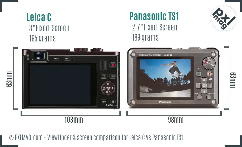 Leica C vs Panasonic TS1 Screen and Viewfinder comparison