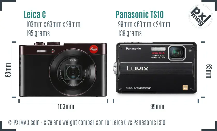 Leica C vs Panasonic TS10 size comparison