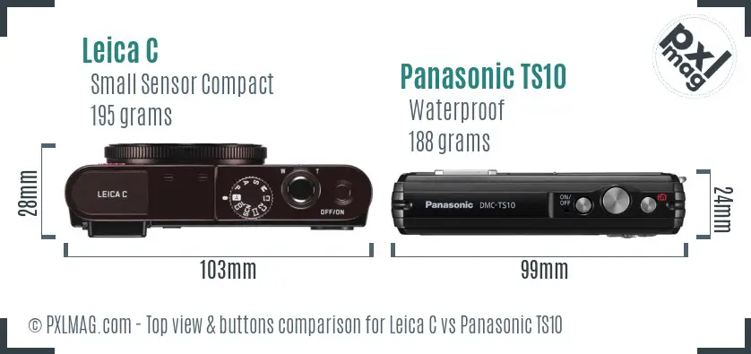 Leica C vs Panasonic TS10 top view buttons comparison