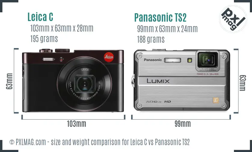 Leica C vs Panasonic TS2 size comparison